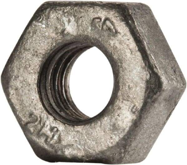 Value Collection - 1/4-20 UNC Steel Right Hand Heavy Hex Nut - 1/2" Across Flats, 15/64" High, Galvanized Finish - Industrial Tool & Supply