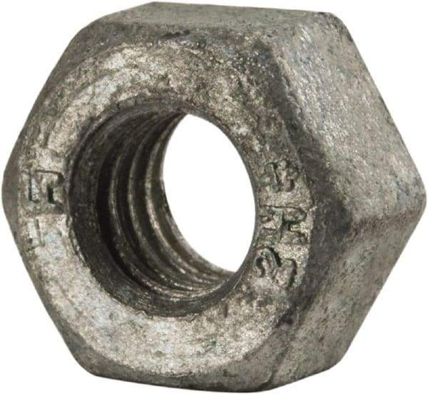 Value Collection - 5/16-18 UNC Steel Right Hand Heavy Hex Nut - 9/16" Across Flats, 19/64" High, Galvanized Finish - Industrial Tool & Supply