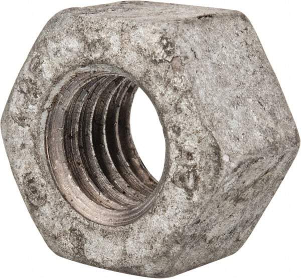 Value Collection - 9/16-12 UNC Steel Right Hand Heavy Hex Nut - 15/16" Across Flats, 35/64" High, Galvanized Finish - Industrial Tool & Supply