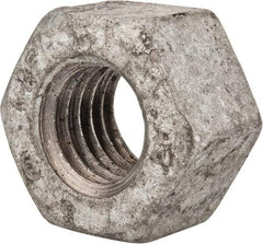 Value Collection - 9/16-12 UNC Steel Right Hand Heavy Hex Nut - 15/16" Across Flats, 35/64" High, Galvanized Finish - Industrial Tool & Supply