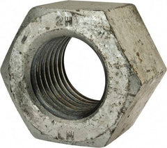Value Collection - 2 - 4-1/2 UNC Steel Right Hand Heavy Hex Nut - 3-1/8" Across Flats, 1-31/32" High, Hot Dipped Galvanized Finish - Industrial Tool & Supply