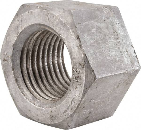 Value Collection - 2-1/2 - 4 UNC Steel Right Hand Heavy Hex Nut - 3-7/8" Across Flats, 2-29/64" High, Hot Dipped Galvanized Finish - Industrial Tool & Supply