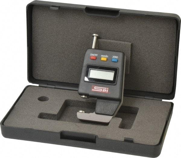 SPI - 0mm to 15mm Measurement, 0.01mm Resolution Electronic Thickness Gage - Accurate up to 0.0002" - Industrial Tool & Supply