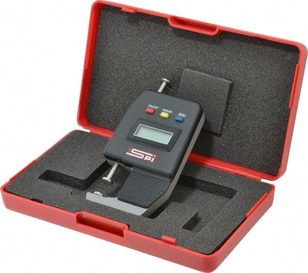 SPI - 0mm to 25mm Measurement, 0.01mm Resolution Electronic Thickness Gage - Accurate up to 0.0002" - Industrial Tool & Supply