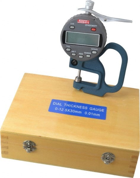 SPI - 0 to 0.5 Inch Measurement, 0.0005 Inch Resolution Electronic Thickness Gage - Industrial Tool & Supply