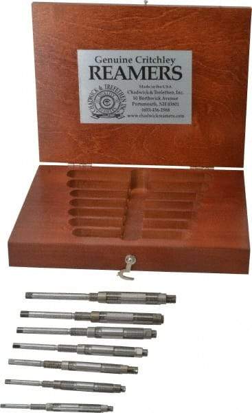 Made in USA - #110 to #104 Diam, 1/4 to 15/32" Variable Diam, Straight Shank, Adjustable Hand Reamer Set - High Speed Steel, Bright Finish, 7 Pieces - Industrial Tool & Supply