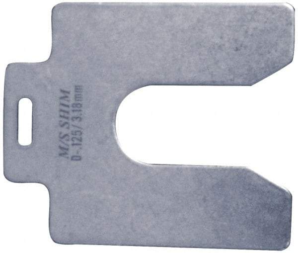 Made in USA - 20 Piece, 4 Inch Long x 4 Inch Wide x 0.009 Inch Thick, Slotted Shim Stock - Stainless Steel, 1-1/4 Inch Wide Slot - Industrial Tool & Supply