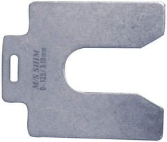 Made in USA - 20 Piece, 4 Inch Long x 4 Inch Wide x 0.02 Inch Thick, Slotted Shim Stock - Stainless Steel, 1-1/4 Inch Wide Slot - Industrial Tool & Supply