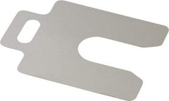 Made in USA - 20 Piece, 2 Inch Long x 2 Inch Wide x 0.006 Inch Thick, Slotted Shim Stock - Stainless Steel, 5/8 Inch Wide Slot - Industrial Tool & Supply