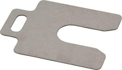 Made in USA - 20 Piece, 2 Inch Long x 2 Inch Wide x 0.031 Inch Thick, Slotted Shim Stock - Stainless Steel, 5/8 Inch Wide Slot - Industrial Tool & Supply