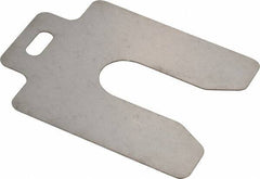 Made in USA - 20 Piece, 3 Inch Long x 3 Inch Wide x 0.031 Inch Thick, Slotted Shim Stock - Stainless Steel, 7/8 Inch Wide Slot - Industrial Tool & Supply