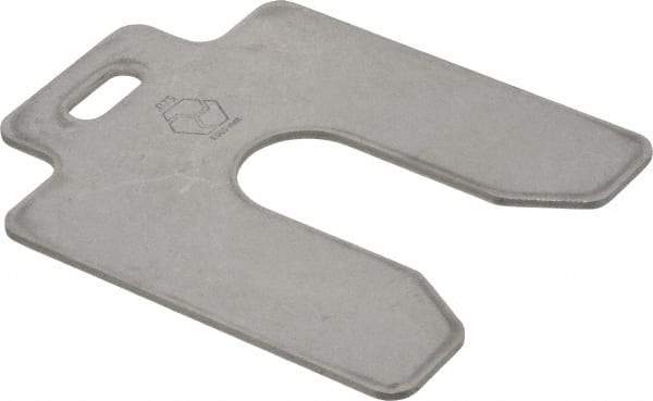 Made in USA - 10 Piece, 3 Inch Long x 3 Inch Wide x 0.075 Inch Thick, Slotted Shim Stock - Stainless Steel, 7/8 Inch Wide Slot - Industrial Tool & Supply