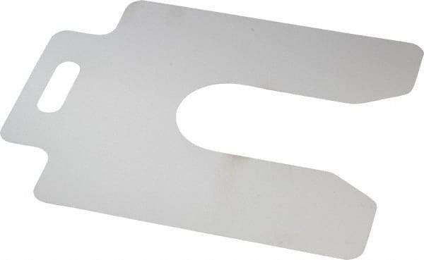 Made in USA - 20 Piece, 4 Inch Long x 4 Inch Wide x 0.002 Inch Thick, Slotted Shim Stock - Stainless Steel, 1-1/4 Inch Wide Slot - Industrial Tool & Supply