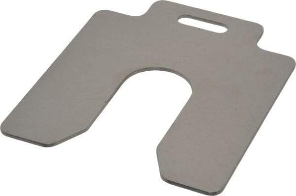 Made in USA - 10 Piece, 4 Inch Long x 4 Inch Wide x 0.075 Inch Thick, Slotted Shim Stock - Stainless Steel, 1-1/4 Inch Wide Slot - Industrial Tool & Supply