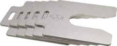 Made in USA - 5 Piece, 4 Inch Long x 4 Inch Wide x 0.1 Inch Thick, Slotted Shim Stock - Stainless Steel, 1-1/4 Inch Wide Slot - Industrial Tool & Supply