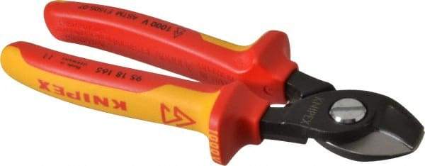 Knipex - 6-1/2" OAL, 1 AWG Capacity, Insulated Cable Cutter Pliers - Standard Head - Industrial Tool & Supply
