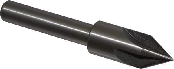 Interstate - 3/4" Head Diam, 1/2" Shank Diam, 4 Flute 60° High Speed Steel Countersink - Bright Finish, 4-1/8" OAL, Single End, Straight Shank, Right Hand Cut - Industrial Tool & Supply
