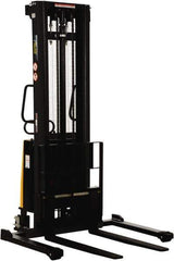 Vestil - 2,000 Lb Capacity, 137" Lift Height, Battery Powered Stacker - 2-1/8" Lowered Height, 42" Fork Length, 58" Overall Width - Industrial Tool & Supply