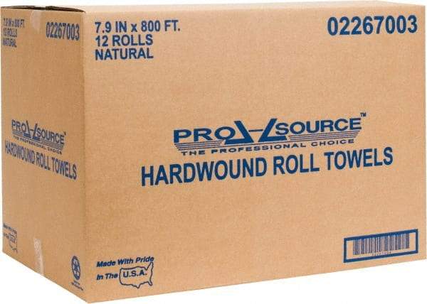 PRO-SOURCE - Hard Roll of 1 Ply Natural Paper Towels - 8" Wide, 800' Roll Length - Industrial Tool & Supply