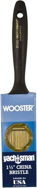 Wooster Brush - 1-1/2" Flat Hog Varnish Brush - 2-3/16" Bristle Length, 6-1/4" Plastic Beavertail Handle - Industrial Tool & Supply
