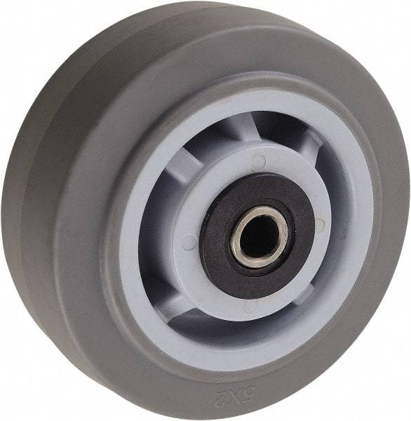 Value Collection - 5 Inch Diameter x 2 Inch Wide, Solid Rubber Caster Wheel - 350 Lb. Capacity, 2-3/16 Inch Hub Length, 1/2 Inch Axle Diameter, Roller Bearing - Industrial Tool & Supply