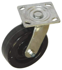 Value Collection - 4" Diam x 2" Wide x 5-5/8" OAH Top Plate Mount Swivel Caster - Phenolic, 1,000 Lb Capacity, Roller Bearing, 4 x 4-1/2" Plate - Industrial Tool & Supply