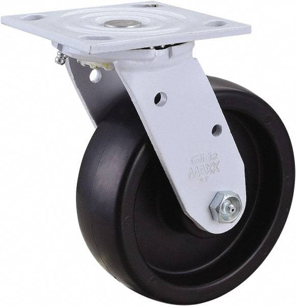 Value Collection - 6" Diam x 2" Wide, Polyolefin Swivel Caster - 650 Lb Capacity, Top Plate Mount, 4" x 4-1/2" Plate, Plain Bearing - Industrial Tool & Supply