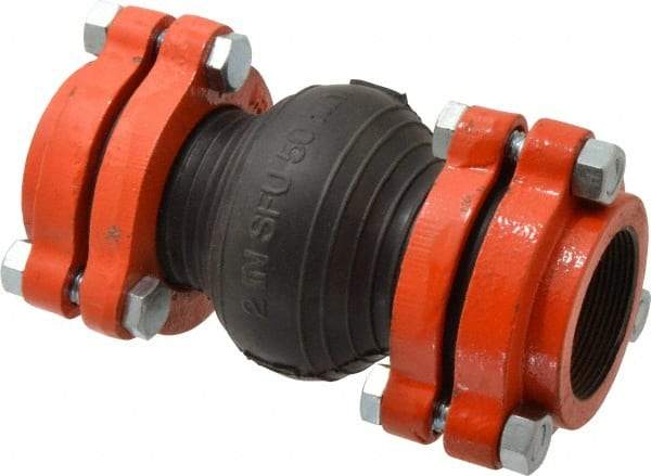 Mason Ind. - 2" Pipe, EPDM Single Arch Pipe Expansion Joint - 8" Long, 3/8" Extension, 3/4" Compression, 250 Max psi, Female NPT - Industrial Tool & Supply