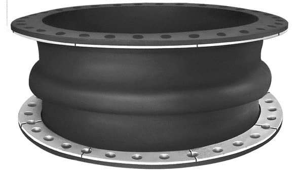 Mercer Rubber - 6" Pipe, Nitrile Single Arch Pipe Expansion Joint - 6" Long, 1/2" Extension, 3/4" Compression, 250 Max psi, Flanged - Industrial Tool & Supply
