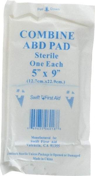 North - 9" Long x 5" Wide, General Purpose Pad - White, Sterile, Gauze Bandage - Industrial Tool & Supply