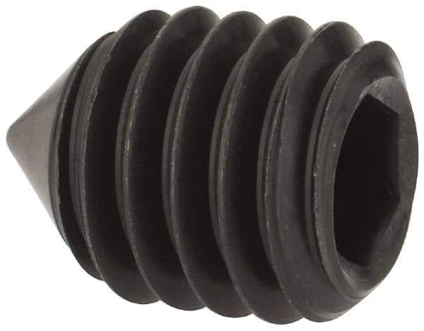 Value Collection - 3/8-16 UNC, 1/2" OAL, Cone Point Set Screw - Grade 8 Alloy Steel, 3/16" Key - Industrial Tool & Supply