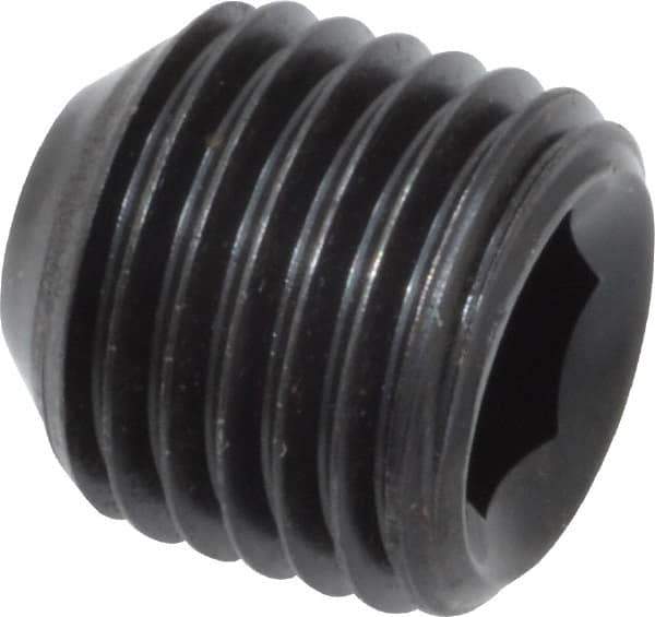 Value Collection - 3/8-24 UNF, 3/8" OAL, Flat Point Set Screw - Grade 8 Alloy Steel, 3/16" Key - Industrial Tool & Supply