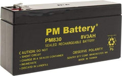 Mule - Lead-Acid, Quick-Disconnect Tab Terminal, 8 Volt, 3 Amp, Lead Rechargeable Battery - 3/16" Tab Width x 0.032" Tab Thickness, 1.44" Wide x 2.47" High x 5-1/4" Deep - Industrial Tool & Supply