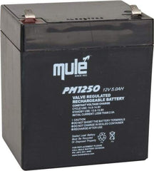 Mule - Lead-Acid, Quick-Disconnect Tab Terminal, 12 Volt, 5 Amp, Lead Rechargeable Battery - 4.8mm Tab Width x 0.8mm Tab Thickness, 2.76" Wide x 4.21" High x 3.54" Deep - Industrial Tool & Supply
