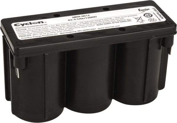 Mule - Pure Lead, Quick-Disconnect Tab Terminal, 6 Volt, 5 Amp, Lead Rechargeable Battery - 1/4" Tab Width x 0.032" Tab Thickness, 12.11" Wide x 3.05" High x 5.47" Deep - Industrial Tool & Supply
