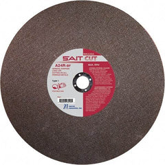 Sait - 12" 24 Grit Aluminum Oxide Cutoff Wheel - 1/8" Thick, 20mm Arbor, 6,300 Max RPM, Use with Portable Tools - Industrial Tool & Supply