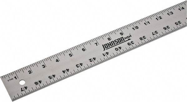 Johnson Level & Tool - 48" Long, 1/8, 1/16" Graduation, Aluminum Rule - English Graduation Style, Gray, Anodized Finish - Industrial Tool & Supply