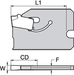 Kennametal - 3/4" Blade Height, 0.0669" Blade Width, 1" OAL, Neutral Cut, Single End Indexable Cut-Off Blade - 16mm Max Depth of Cut, A2BHSN Blade - Industrial Tool & Supply