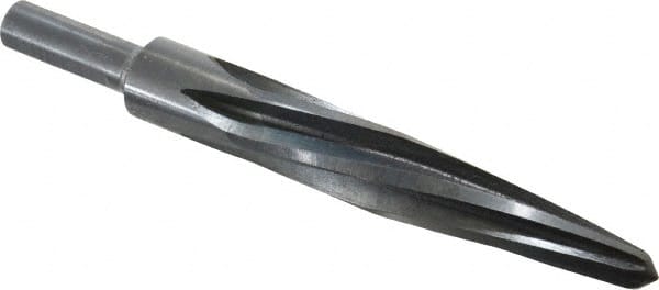 Made in USA - 13/16" Reamer Diam, 7/16" Small End Diam, 1/2" Diam Straight Shank, 4-1/2" Flute, Bridge Reamer - Industrial Tool & Supply