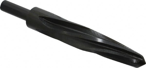 Made in USA - 15/16" Reamer Diam, 9/16" Small End Diam, 1/2" Diam Straight Shank, 5" Flute, Bridge Reamer - Industrial Tool & Supply