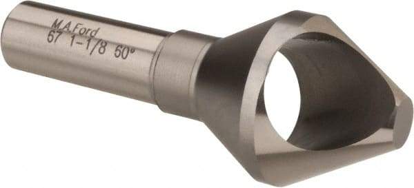 M.A. Ford - 1-1/8" Head Diam, 1/2" Shank Diam, 0 Flute 60° High Speed Steel Countersink - Bright Finish, 2-7/8" OAL, Single End, Straight Shank, Right Hand Cut - Industrial Tool & Supply