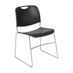 NPS - Polypropylene Black Chrome Stacking Chair - Silver Frame, 19-1/4 Inch Wide x 21-1/4 Inch Deep x 17-1/2 Inch High - Industrial Tool & Supply