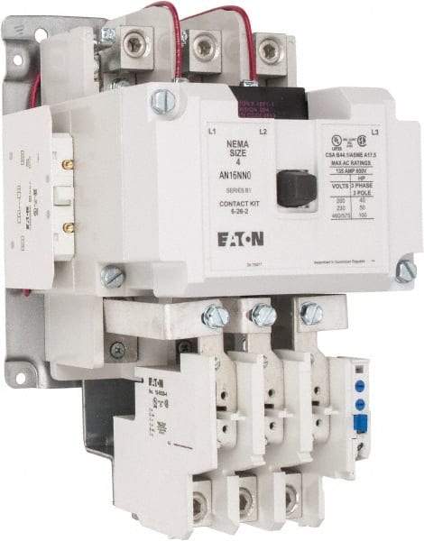 Eaton Cutler-Hammer - 110 Coil VAC at 50 Hz, 120 Coil VAC at 60 Hz, 135 Amp, NEMA Size 4, Nonreversible Open Enclosure NEMA Motor Starter - 3 Phase hp: 40 VAC - Industrial Tool & Supply