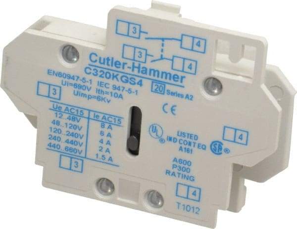 Eaton Cutler-Hammer - Starter Auxiliary Contact - For Use with 10-60A Contactors - Industrial Tool & Supply