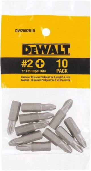 DeWALT - #2, Tip Phillips Screwdriver Bit - 1/4" Drive, 1" OAL - Industrial Tool & Supply