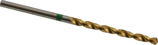 Accupro - #39 135° Cobalt Jobber Drill - TiN Finish, Right Hand Cut, Spiral Flute, Straight Shank, 57mm OAL, Split Point - Industrial Tool & Supply