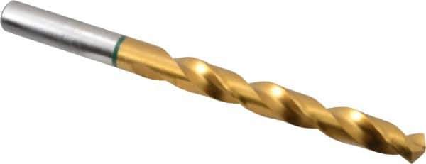 Accupro - 10mm 135° Cobalt Jobber Drill - TiN Finish, Right Hand Cut, Spiral Flute, Straight Shank, 133mm OAL, Split Point - Industrial Tool & Supply