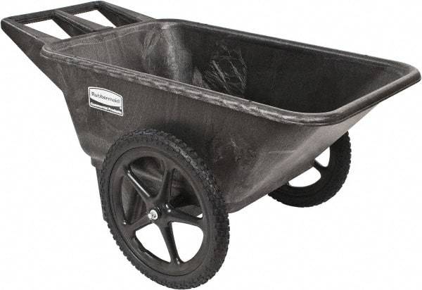 Rubbermaid - 7.5 Cu Ft, 300 Lb Capacity Wheelbarrow with 20" Radial Wheel - Plastic Handle, 58" Long x 32-3/4" Wide x 28-1/4" High, Black - Industrial Tool & Supply