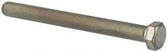 Made in North America - 1/2-20 UNF, 5-1/2" Length Under Head Hex Head Cap Screw - Fully Threaded, Grade 5 Steel, Zinc-Plated Finish, 3/4" Hex - Industrial Tool & Supply