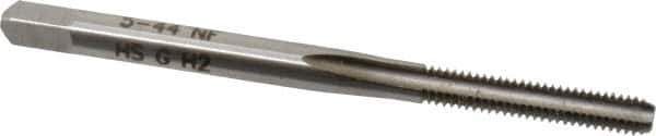 Hertel - #5-44 UNF 2B 3 Flute Bright Finish High Speed Steel Straight Flute Standard Hand Tap - Bottoming, Right Hand Thread, 1-15/16" OAL, 5/8" Thread Length, H2 Limit - Exact Industrial Supply